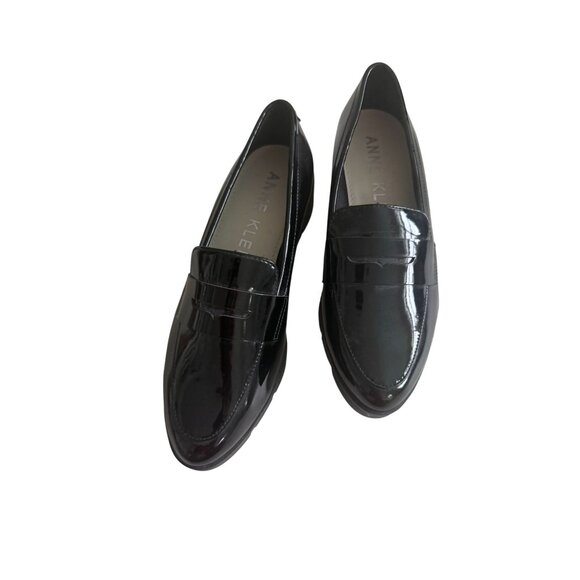 ANNE KLEIN Black Patent Dress Wedges Loafers Size 6.5 - Picture 8 of 8